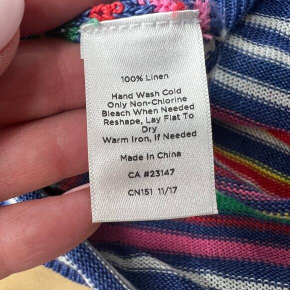 Talbots Petunia Stripe Linen Crewneck Sweater Lightweight 3/4 Sleeve Top *Small* - Picture 8 of 8